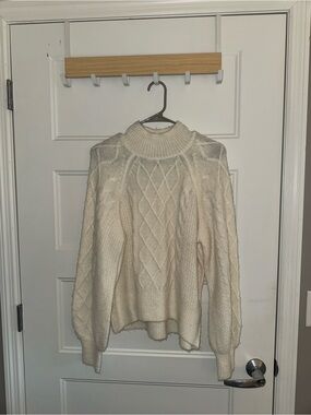 Abercrombie & Fitch Cream Cable Turtleneck Sweater